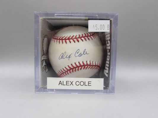 Alex Cole signed baseball